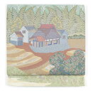 【中古】袋帯 リサイクル帯 幅30cm 長さ435cm レディース 風景画 秋冬春用 正絹(シルク)ホワイト 美品 リメイク リユース