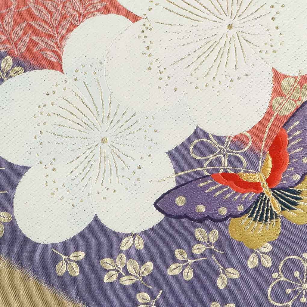 【中古】袋帯 リサイクル帯 幅31cm 長さ437cm レディース 梅柄 秋冬春用 正絹（シルク）ブラウン 美品 リメイク リユース