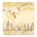 【中古】袋帯 リサイクル帯 幅30cm 長さ427cm レディース 風景画 秋冬春用 正絹(シルク)ゴールド 未使用品 リメイク リユース