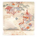【中古】袋帯 リサイクル帯 幅31cm 長さ427cm レディース 祇園祭 秋冬春用 正絹(シルク)ホワイト 美品 リメイク リユース