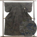 【中古】紬 リサイクル着物 身丈158cm 裄丈65cm 前幅23cm 後幅29cm 袖丈49cm 袖幅33cm レディース 袷 植物 裄Mサイズ 秋冬春用 正...