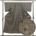 【中古】紬 リサイクル着物 身丈151cm 裄丈64cm 前幅24.5cm 後幅29.5cm 袖丈47cm 袖幅33cm レディース 袷 花柄 裄Mサイズ 秋冬...