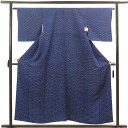 【10%OFF】【中古】付下 リサイクル着物 身丈155cm 裄丈63cm 前幅24cm 後幅30cm 袖丈46cm 袖幅32.5cm レディース 袷 青海波 裄Mサイズ 秋冬春用 正絹(シルク)ネイビー 未使用品 リメイク リユース