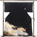 【中古】黒留袖 リサイクル着物 身丈159cm 裄67cm 前幅26cm 後幅32cm 袖丈49cm 袖幅34cm レディース 金彩 裄長 裄Lサイズ 年中着用...