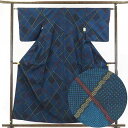 【中古】紬 リサイクル着物 身丈159cm 裄62cm 前幅24.5cm 後幅29.5cm 袖丈48cm 正絹(シルク) レディース 袷仕立 秋冬春用 紺地 裄...