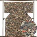 【中古】小紋 リサイクル着物 身丈161cm 裄65cm 前幅25cm 後幅28cm 袖丈51cm 正絹(シルク) レディース 袷仕立 秋冬春用 ベージュ地 裄...