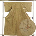 【中古】紬 リサイクル着物 身丈164cm 裄66cm 前幅23.5cm 後幅30cm 袖丈49cm 正絹(シルク) レディース 袷仕立 秋冬春用 茶色 裄Mサ...
