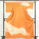 【FashionTheSale10%OFF】【中古】訪問着 リサイクル着物 身丈168cm 裄63cm 前幅22.5cm 後幅29cm 袖丈48cm 正絹(シルク) レディース 袷仕立 秋冬春用 オレンジ地 裄Mサイズ トールサイズ リユース