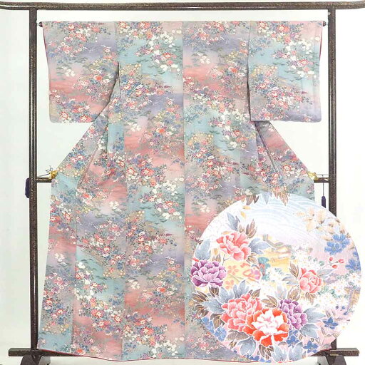 【中古】小紋 リサイクル着物 身丈162cm 裄65cm 前幅25cm 後幅30cm 袖丈49cm 正絹(シルク) レディース 袷仕立 秋冬春用 ブルー地 裄Mサイズ 美品 リユース 【中古】小紋 リサイクル着物 身丈162cm 裄65cm 前幅25cm 後幅30cm 袖丈49cm 正絹(シルク) レディース 袷仕立 秋冬春用 ブルー地 裄Mサイズ 美品 リユース
