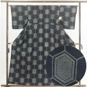 【中古】紬 リサイクル着物 身丈160cm 裄64cm 前幅24cm 後幅29cm 袖丈49cm 正絹(シルク) レディース 袷仕立 秋冬春用 黒地 裄Mサイズ...