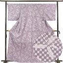 【中古】小紋 リサイクル着物 身丈163cm 裄66cm 前幅24cm 後幅29cm 袖丈49cm 袖幅33cm レディース 袷 植物 裄長 裄M-Lサイズ 秋...
