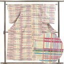 【中古】紬 リサイクル着物 身丈156cm 裄63cm 前幅23cm 後幅30cm 袖丈55cm 袖幅32cm レディース 単衣 格子 裄Mサイズ 初夏・初秋用...
