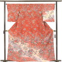 【中古】訪問着 リサイクル着物 身丈163cm 裄64cm 前幅23cm 後幅29cm 袖丈52cm 袖幅32cm レディース 袷 花柄 裄Mサイズ 秋冬春用 ...