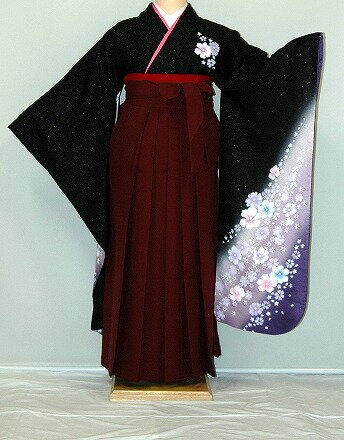 【レンタル】振袖、袴(はかま)レンタル【黒・茶・グレー系】【HF306】標準/小柄/S寸/M寸/7号/9号/11号/13号/冬春キャンペーン