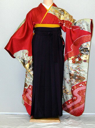 【レンタル】振袖、袴(はかま)レンタル【赤・ピンク・赤紫系】【HF922】標準/L寸/7号/9号/11号/13号/冬春キャンペーン