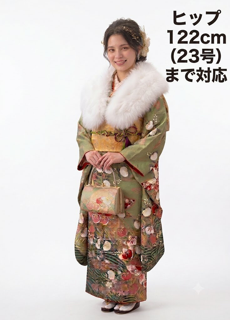 【成人式】振袖 レンタル 23号 H122cm位迄 往復送料無料 2L 3L 4L 17号 19号 21号 23号 25号 大きいサイズ ワイドサイズ ゆったりサイズ 振袖レンタル 貸衣装 正絹 幅広 レトロ レディース トールサイズ 大阪 東京 名古屋【青・青紫・緑系】【rs932】冬春キャンペーン