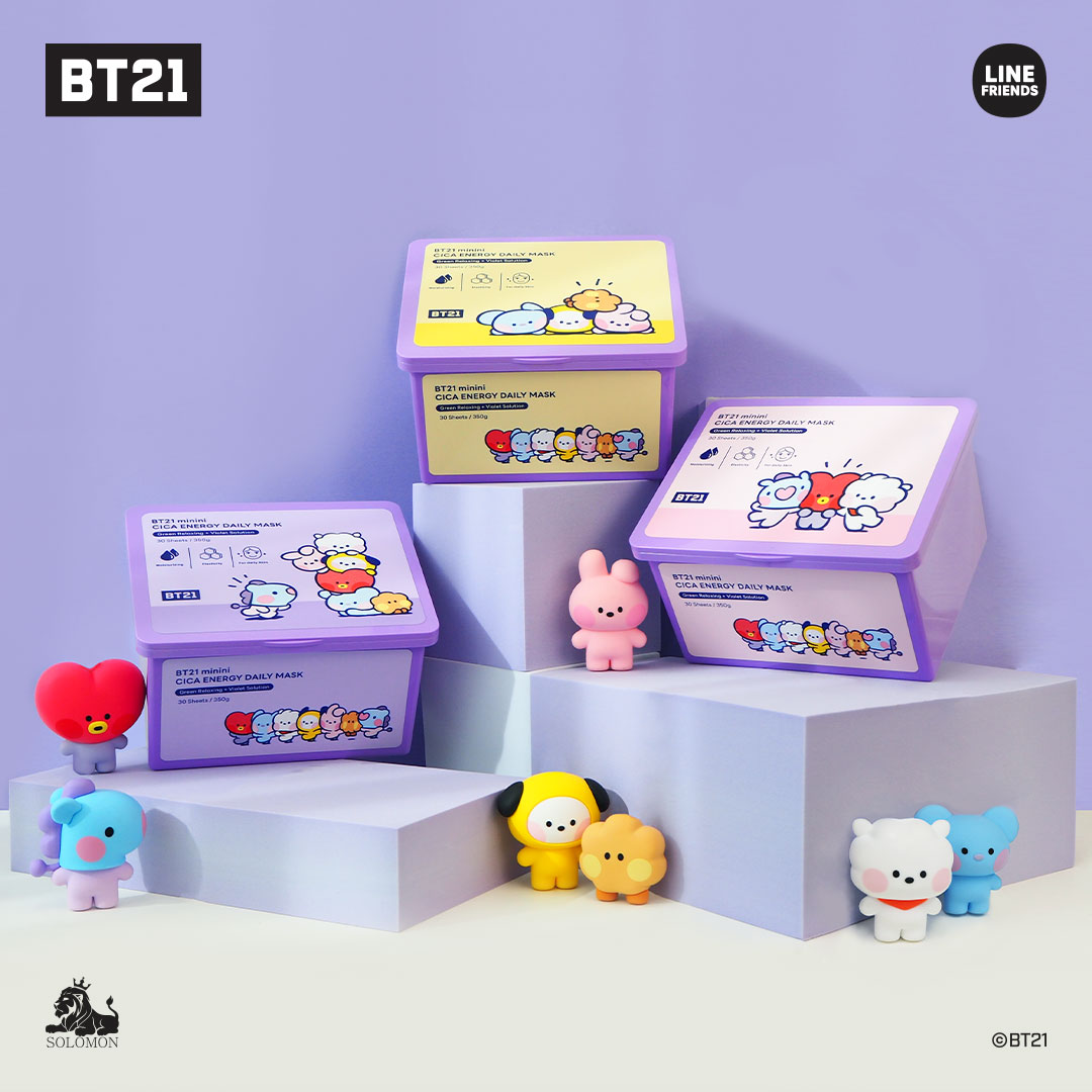 【：50%OFF SALE：】【BT21 minini シカ エナジーデイリーマスク(30枚入)】CICA ENERGY DAILY MASK パック CDM-C マスクパック 保湿 シートマスク 大容量 フェイスパック フェイスマスク 毛穴 ツヤ ツボクサエキス スキンケア 推し活 ソロモン商事