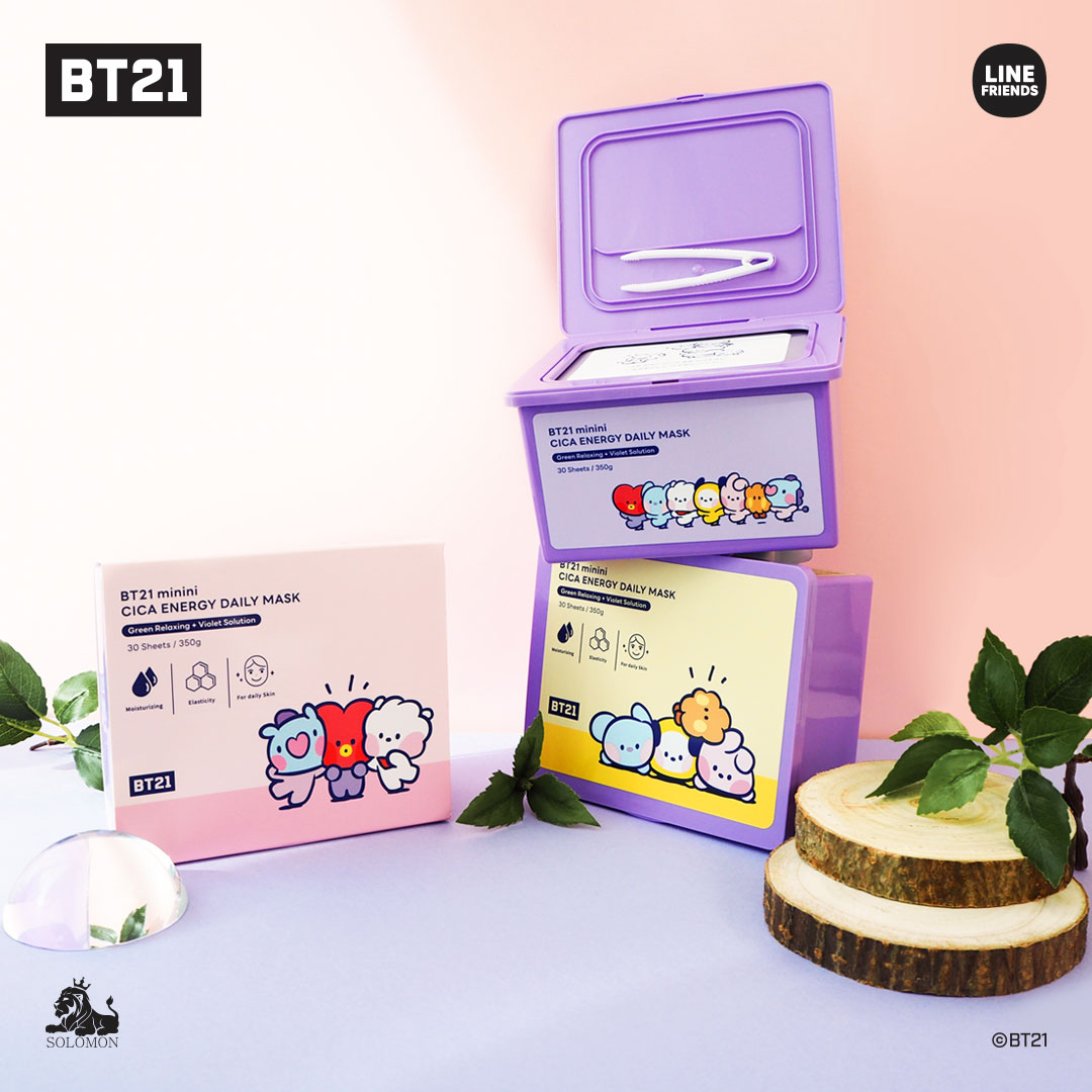 【：50%OFF SALE：】【BT21 minini シカ エナジーデイリーマスク(30枚入)】CICA ENERGY DAILY MASK パック CDM-C マスクパック 保湿 シートマスク 大容量 フェイスパック フェイスマスク 毛穴 ツヤ ツボクサエキス スキンケア 推し活 ソロモン商事