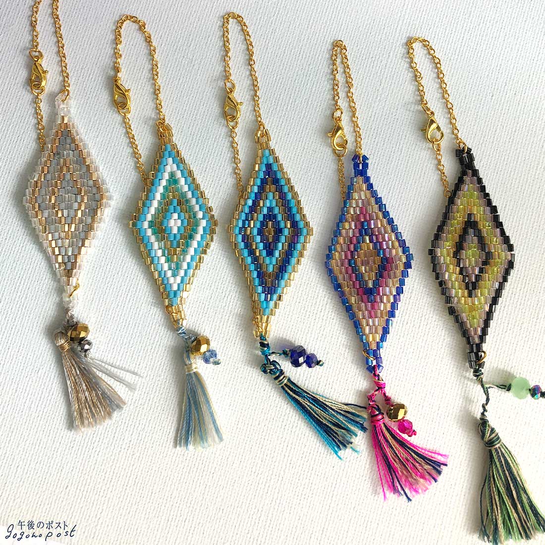 ＼クーポン配布中!どれでも2点以上で／タッセル＆ひし形モチーフ トルコデザイン ブレスレット レディース ビーズ ゴールドチェーン エスニック 無国籍