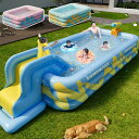 プール すべり台 ビニールプール 大型 ビニールプール 滑り台あり 人気 ファミリープール 家庭用プール ファミリープール 大型 子供用プール アウトドア 水遊び 庭遊び 滑り台 子供 プール 大きいサイズ ファミリープール すべり ブルー ピンク 送料無料