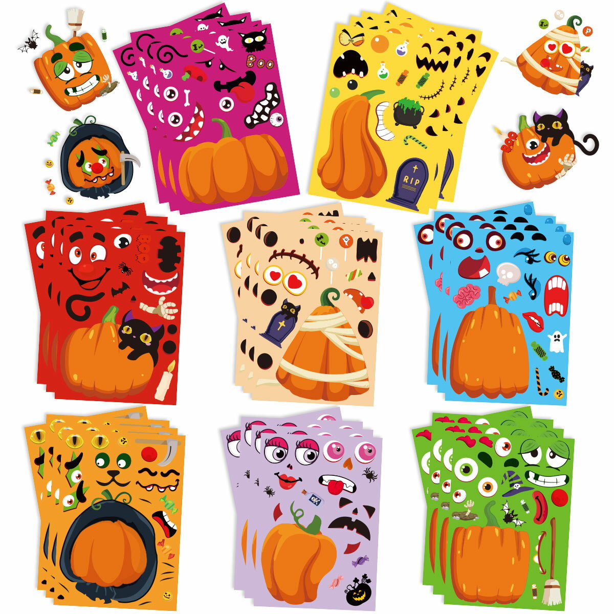 【24枚セット】ハロウィン 顔入れかえシール フェイススワップステッカー メイク ア フェイステッカー ..