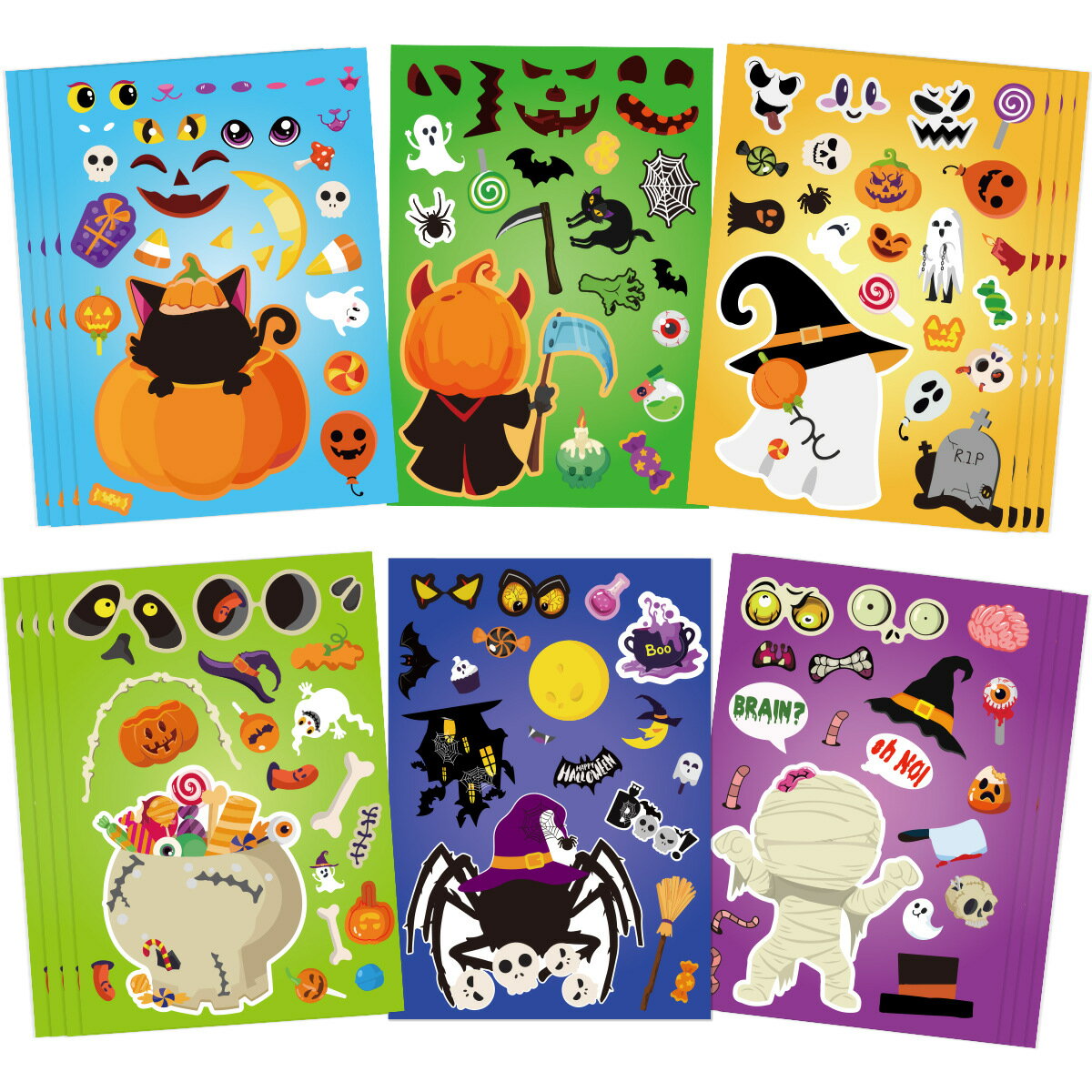 【24枚セット】ハロウィン 顔入れかえシール フェイススワップステッカー メイク ア フェイステッカー ..