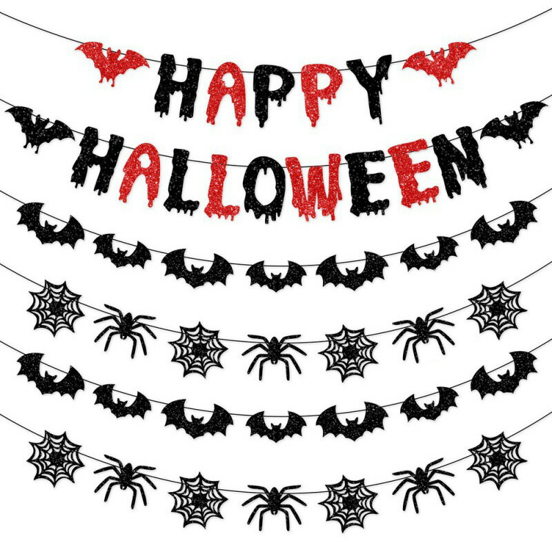 【5点セット】ハロウィン 飾り ガーランド ハロウィン 5pcs 装飾 ガーランド 壁 部屋 室内 屋内 飾り ハロウィングッズ パーティー デコレーション 飾り付け 南瓜 カボチャ かぼちゃ コウモリ 紙 ペーパー 吊り下げ パーティー イベント お化け屋敷 道具 グッズ 送料無料