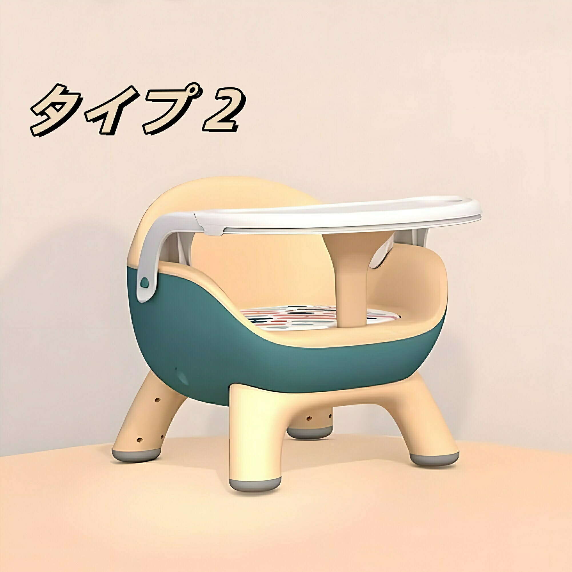 折りたたみ式 ベビーベビーチェア テーブルチェア 食事用いす お遊びキッズチェア トレー付 組立簡単 軽量 持ち便利 6ヶ月~5歳対象 子供お食事椅子 PVCクッション/イエロー/トレー付
