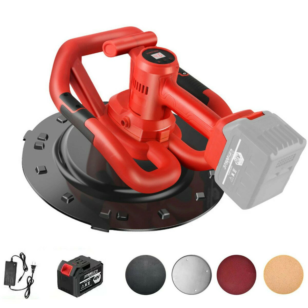 充電式 トロウェル コンクリート研磨機 トロウェル ポリッシャー モルタル デジタル表示付き 6段変速 ..