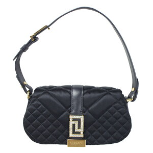 ヴェルサーチ バッグ レディース VERSACE セミショルダーバッグ グレカ ゴッデス クリスタル装飾 キルティング サテン ブラック 1010951 1A08808 1B00V