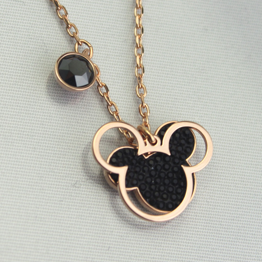 スワロフスキー ネックレス ペンダント レディース Mickey and Minnie ミッキーマウス 90周年 ローズゴールド/ブラック SWAROVSKI 5429081のサムネイル