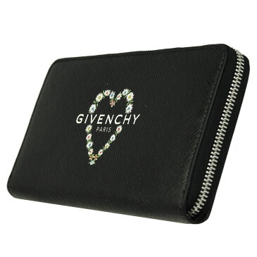 ジバンシー 財布 レディース GIVENCHY ラウンドファスナー長財布 フラワープリント ハートモチーフ PVC ブラック/マルチカラー BB600JB0KK 001