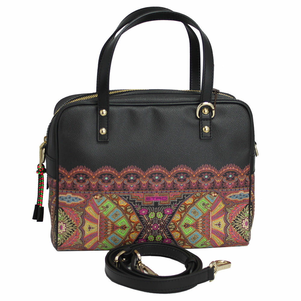 エトロ バッグ レディース ETRO 2WAY ハンド/ショルダーバッグ アラベスク模様 PVCコーティング×レザー 1I319 2132 0001のサムネイル