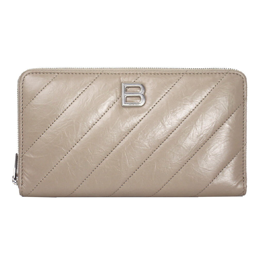 バレンシアガ 財布 レディース BALENCIAGA ラウンドファスナー長財布 クラッシュ レザー トープベージュ 766447 210J0 2906