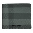 バーバリー バーバリー 財布 メンズ BURBERRY 二つ折り札入れ チェック チャコール PVC×レザー 8070273