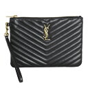 サンローラン バッグ レディース SAINT LAURENT クラッチバッグ ポーチ リストストラップ付 キルティングレザー ブラック 379039 CWU01...