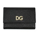 ドルチェ＆ガッバーナ 財布 レディース DOLCE＆GABBANA 三つ折り財布 DGロゴ ラインストーン レザー ブラック BI0924 AU771 80999