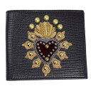 ドルチェ&ガッバーナ 財布 メンズ DOLCE&GABBANA 二つ折り札入れ スタッズ装飾 レザー ブラック/マルチカラー BP1321 AH445 80999