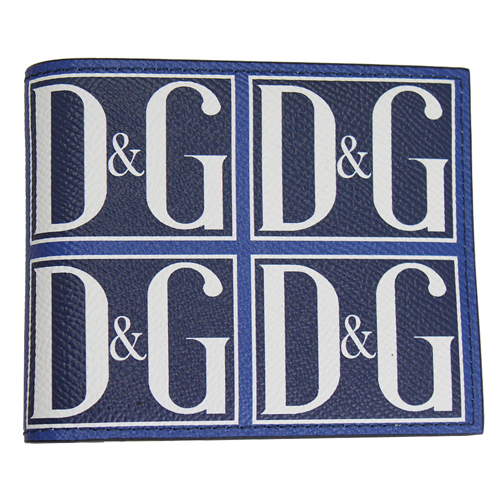 Ｄ＆Ｇ 二つ折り財布（メンズ） ドルチェ＆ガッバーナ 財布 メンズ DOLCE＆GABBANA 二つ折り財布 DGロゴ レザー ブルー/ホワイト BP2463 AK443 HBY43