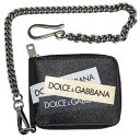 ドルチェ＆ガッバーナ 財布（メンズ） ドルチェ＆ガッバーナ 財布 メンズ DOLCE＆GABBANA 二つ折り札入れ ウォレットチェーン付き レザー ブラック/ゴールド/ホワイト BP2461 AZ908 8V038