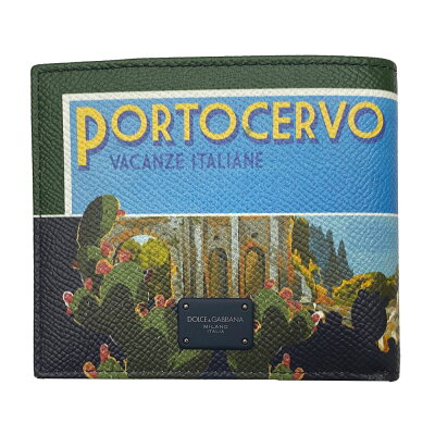 ドルチェ&ガッバーナ 財布 メンズ DOLCE&GABBANA 訳あり 二つ折り札入れ PORTCERVO TAORMINA プリント レザー マルチカラー BP1321 AU206 HDQ57-2