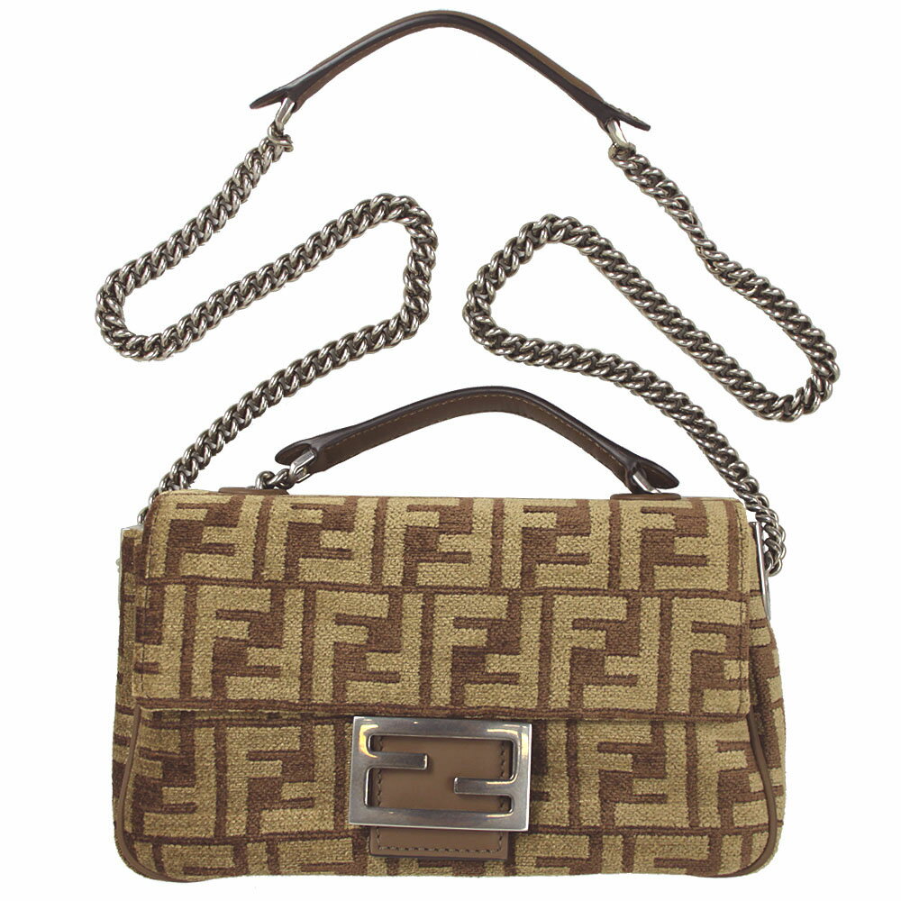 フェンディ ショルダーバッグ レディース フェンディ バッグ レディース FENDI チェーン ショルダーバッグ バゲット チェーン ミディ FFタペストリー ブラウン 8BR793 ALG7 F1HZS