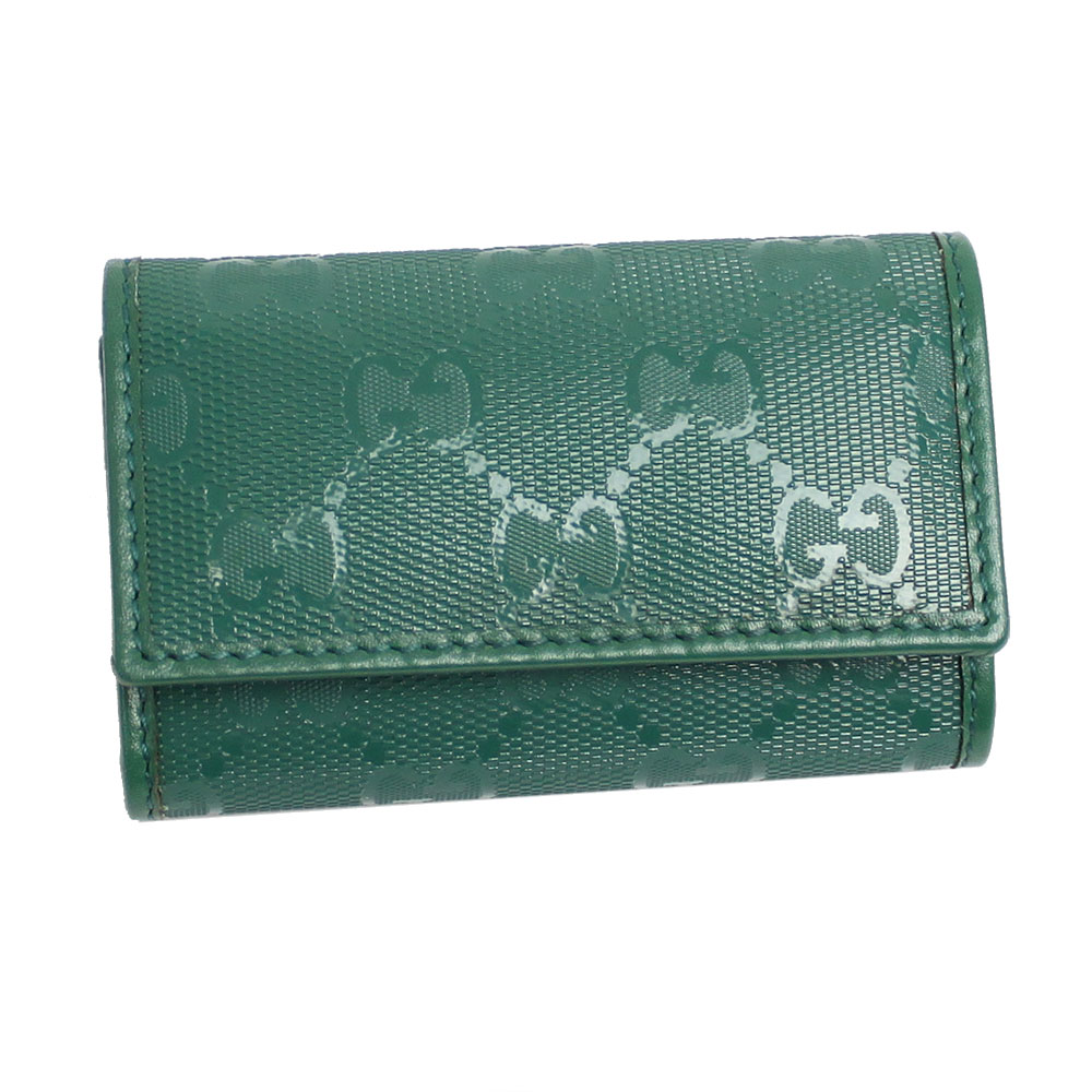 【新品】 アウトレット 【GUCCI】 グッチ 6連キーケース GGインプリメ グリーン PVCコー ...