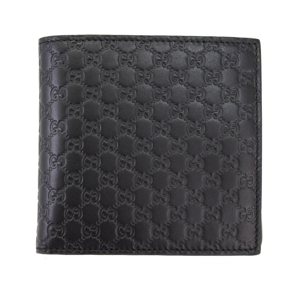 グッチ 財布 メンズ 150413 GUCCI アウトレット 二つ折り財布 マイクログッチシマ レザー ブラック 150413 BMJ1N 1000のサムネイル