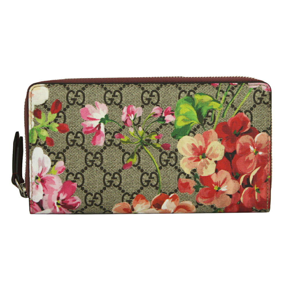 グッチ 長財布 GGブルームス 430260 GUCCI ラウンドファスナー長財布 GG柄 フラワー ...
