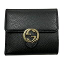 グッチ 財布（レディース） グッチ 財布 レディース 615525 GUCCI 二つ折り財布 Wホック インターロッキングG レザー ブラック アウトレット 615525 CAO0G 1000