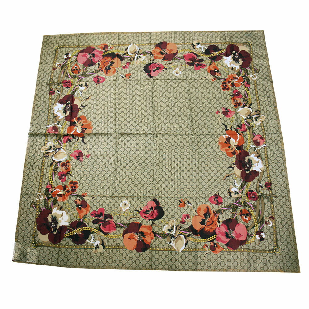 グッチ ショール レディース GUCCI ストール GG柄 ブルームス フラワー ウール ブラウン/レッド系マルチカラー 508797 3G200 5179