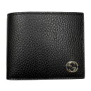 グッチ 財布 メンズ 610464 GUCCI 二つ折り札入れ インターロッキングG レザー ブラック/ブルー系 アウトレット 610464 CAO2N 1040