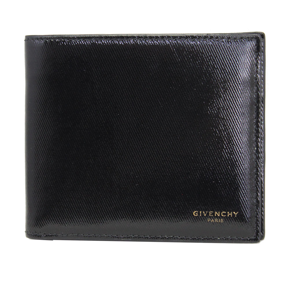 ジバンシー 財布 メンズ BK06021388 GIVENCHY 二つ折り札入れ シャイニーブラックコーティングキャンバス BK06021388 001