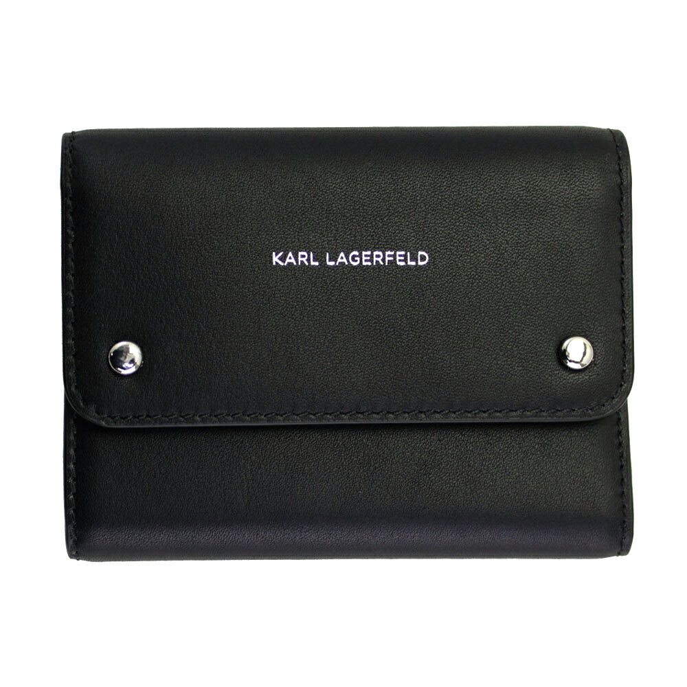 カールラガーフェルド 財布 レディース KARL LAGERFELD 三つ折り財布 K/Ikon フラップ ウォレット レザー ブラック 201W3247